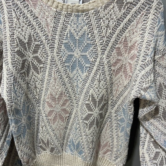Vtg Koret Womens Pastel Chunky Sweater M Textured Snowflakes Cotton Blend - Picture 6 of 9